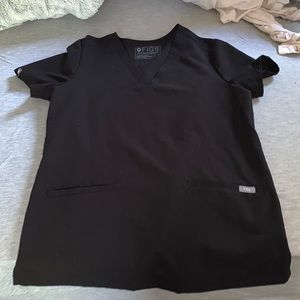 Figs Black Scrub Top